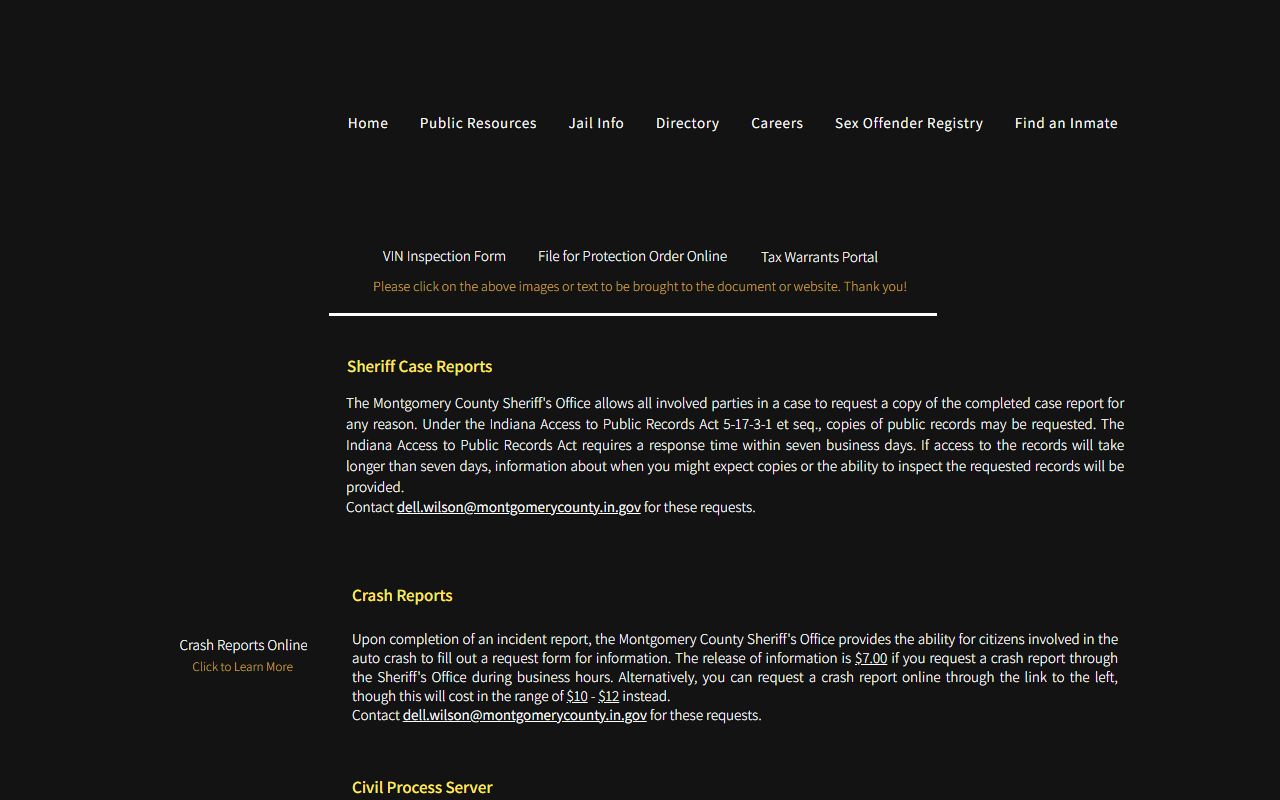 Montgomery County arrest records sheriff services and APRA reports