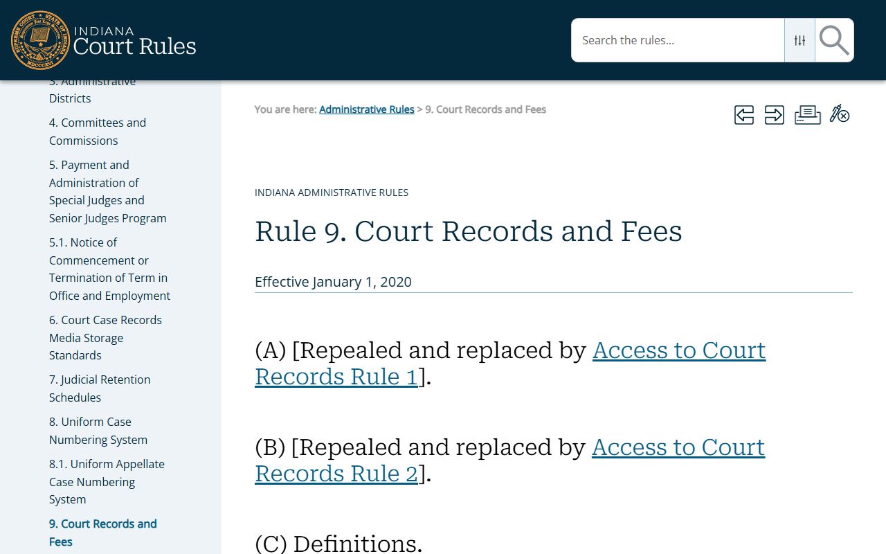 Montgomery County court dockets Indiana Administrative Rule 9