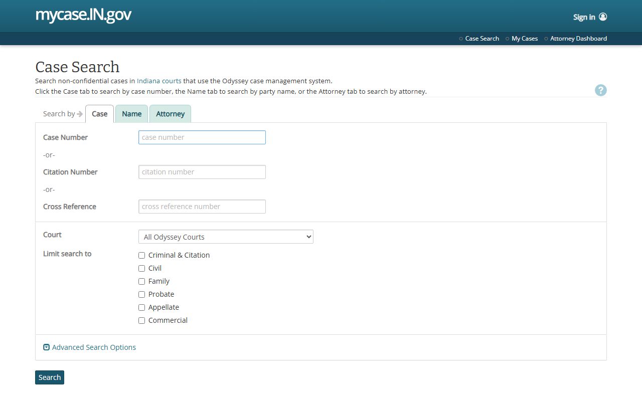 Montgomery County court records Indiana MyCase portal