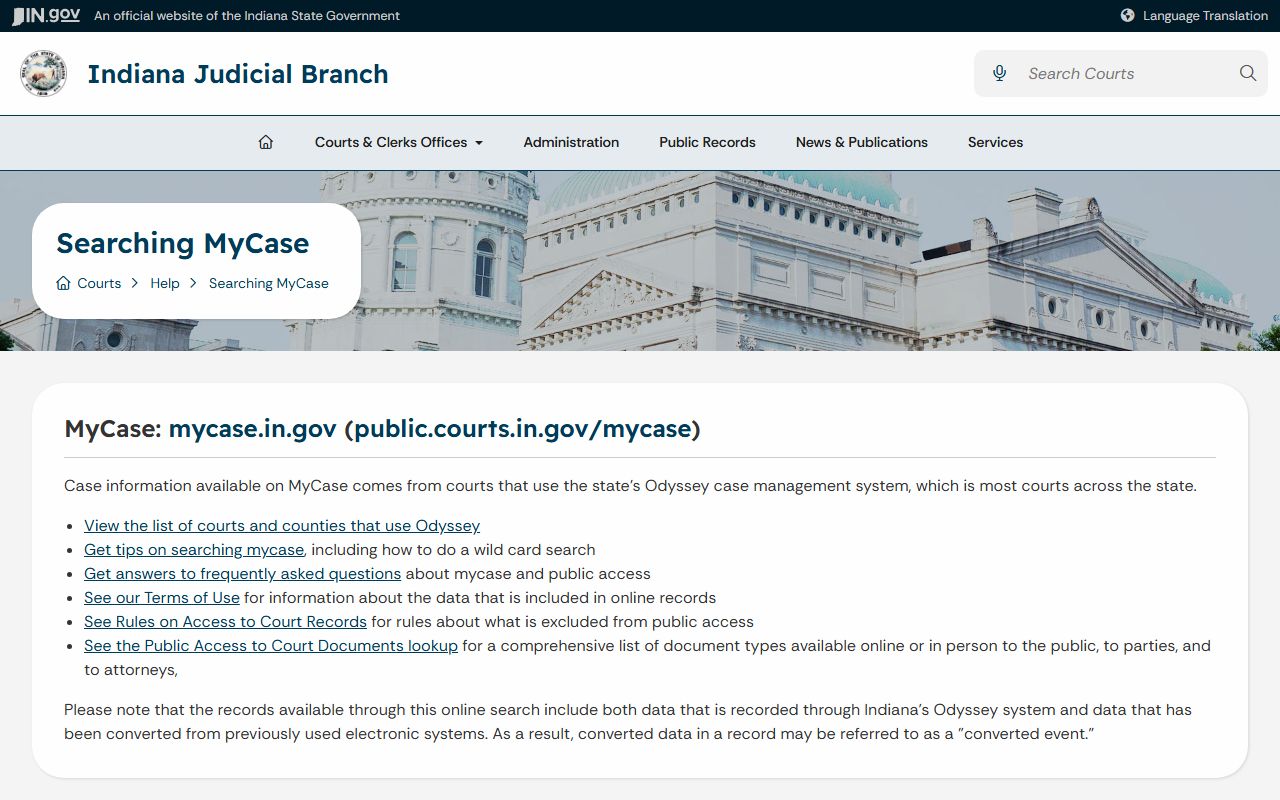 Montgomery County court records MyCase help page