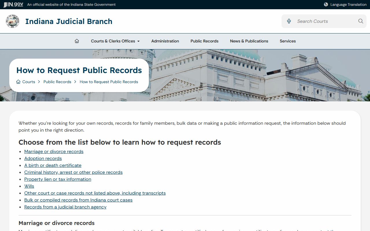 Montgomery County court records Indiana request guidance