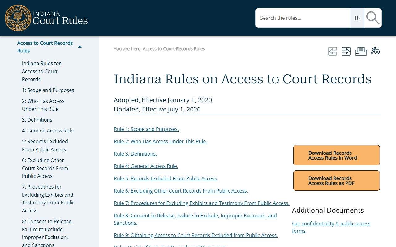 Montgomery County court records Indiana access rules