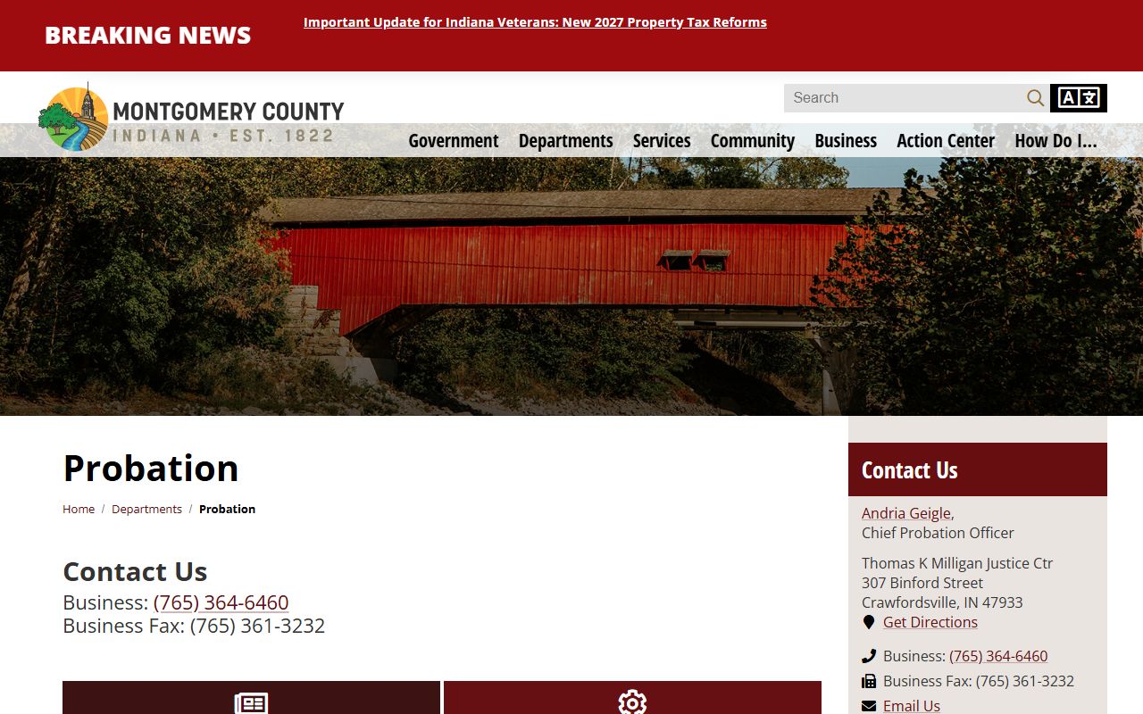 Montgomery County criminal court records probation department page