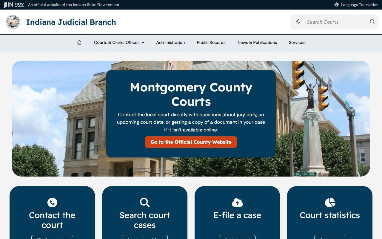 Montgomery County court records on Indiana Judicial Branch county page