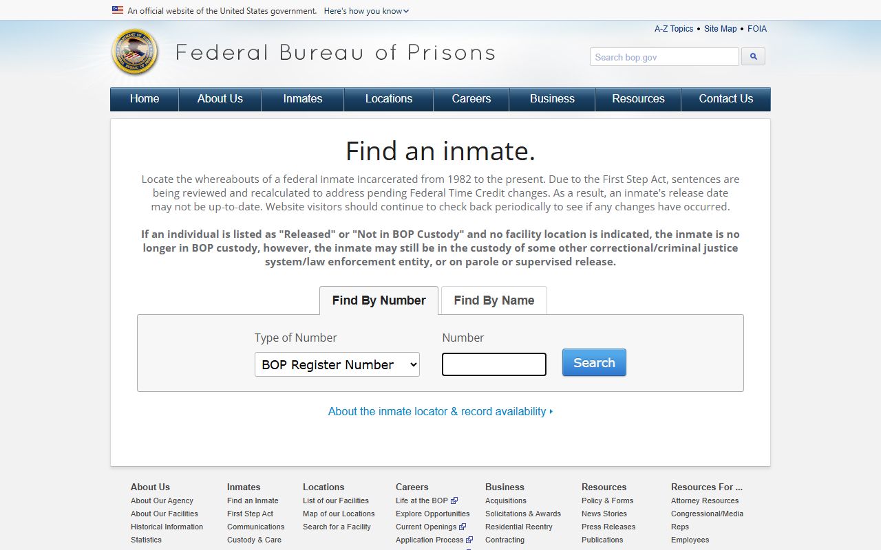 Montgomery County inmate records federal Bureau of Prisons locator