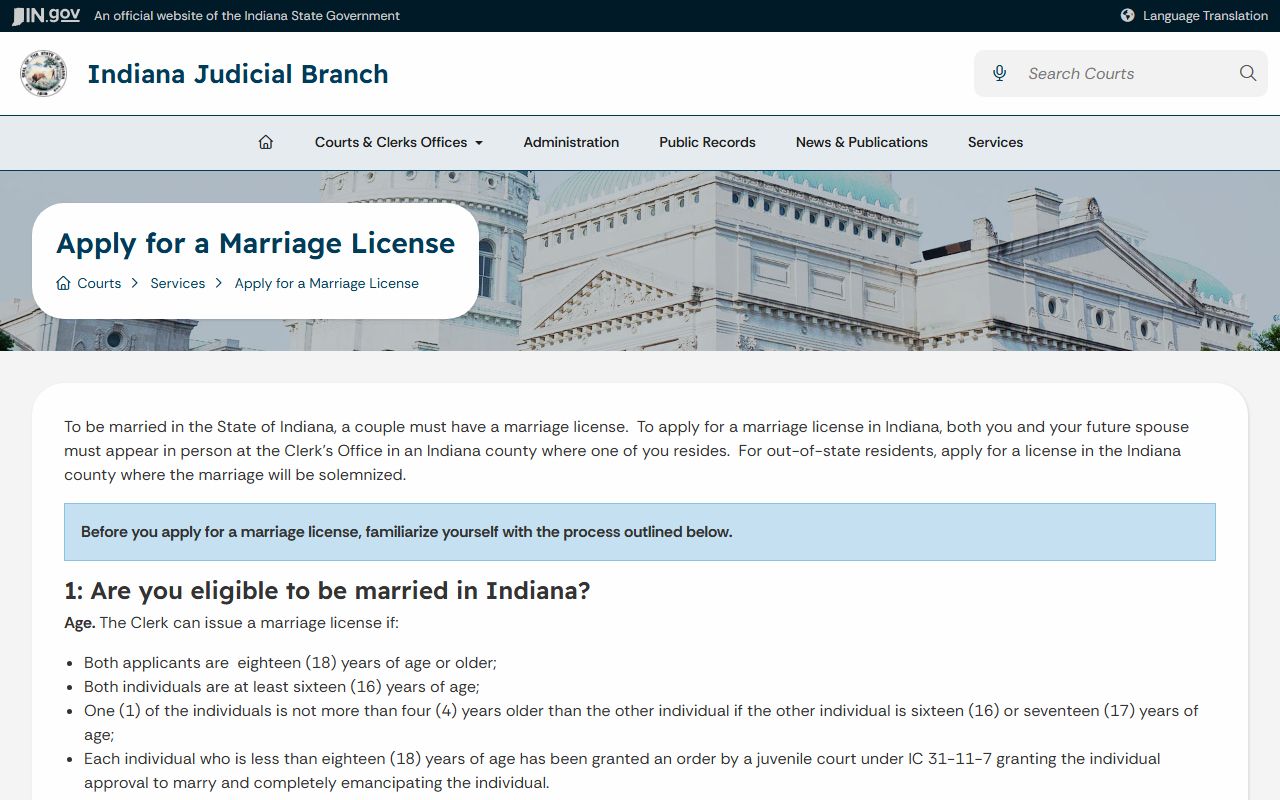 Montgomery County marriage records Indiana license requirements