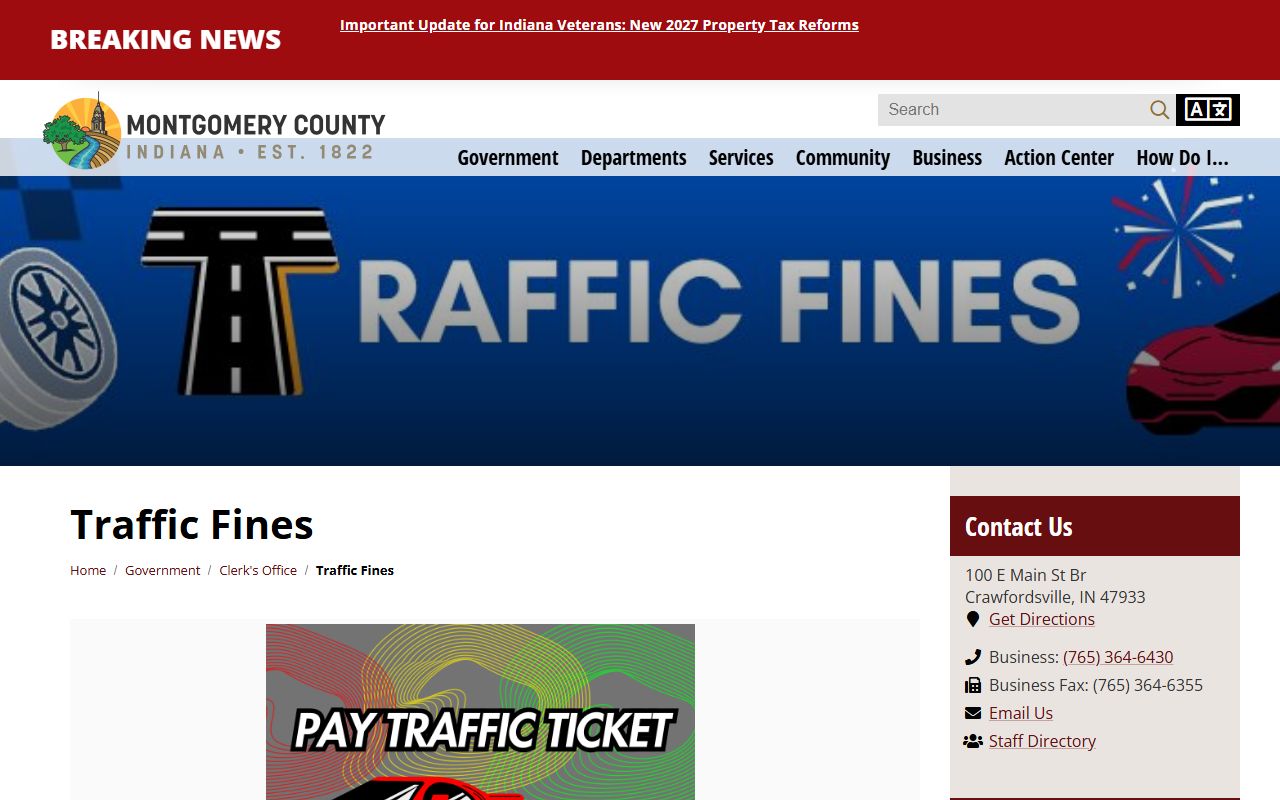 Montgomery County traffic court records traffic fines page